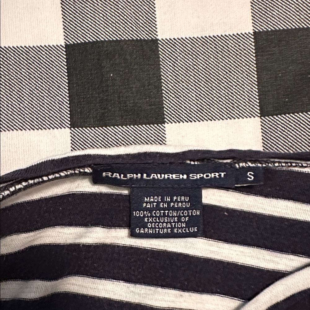 Ralph Lauren Sport Navy and White Striped Long Sleeve Tee - Picture 2 of 4